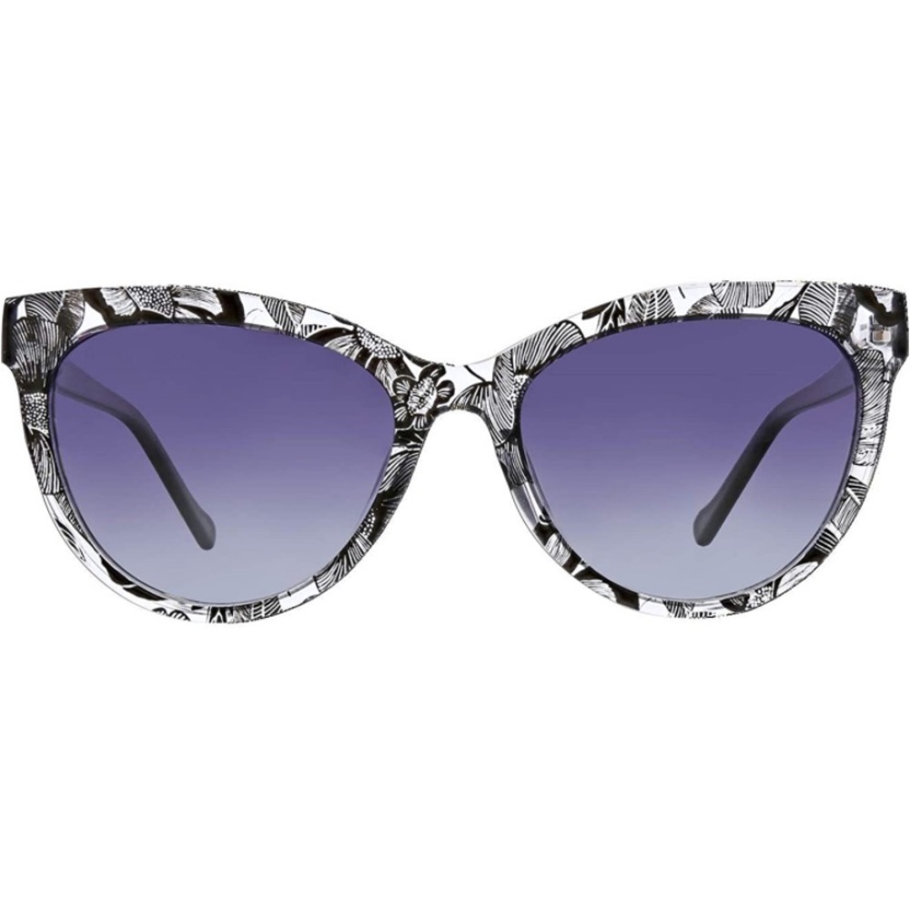 Vera Bradley New Tanya Sunglasses Bedford Blooms Oval Cat Eye Shape Black Clear